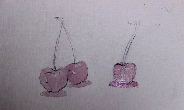 Sådan tegnes et kirsebær i akvarel