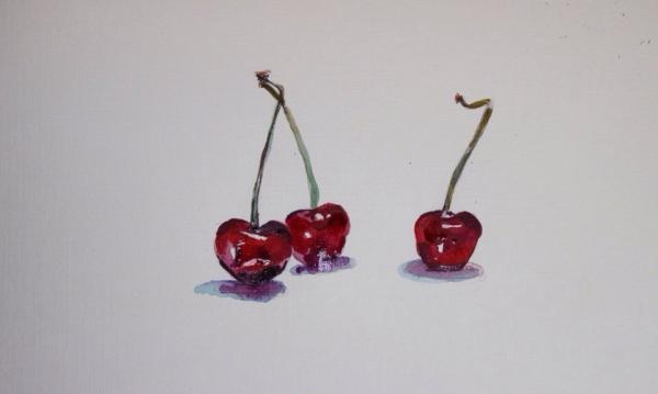 Sådan tegnes et kirsebær i akvarel