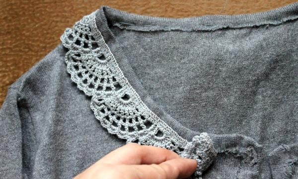 Как да украсите пуловер с дантела