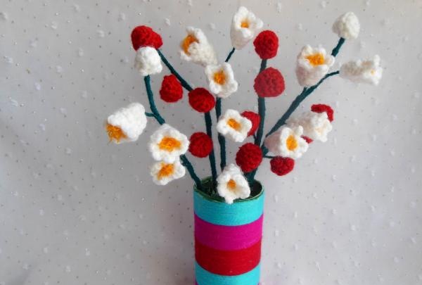 Flores decorativas de crochê