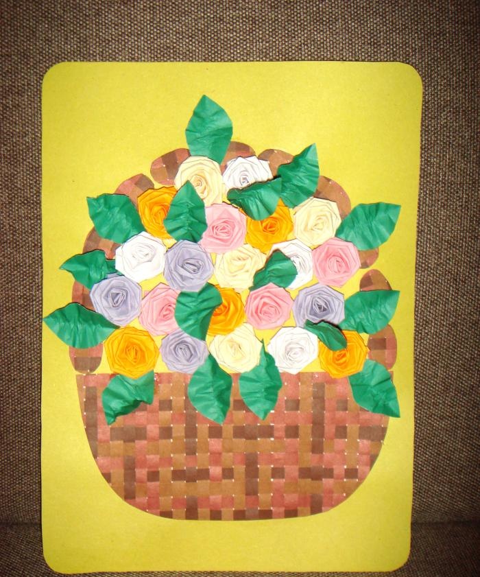 Pagbati card na may volumetric rosas