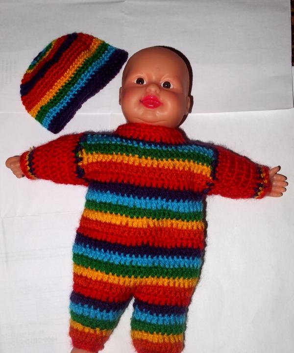 Beanie costume crochet baby doll