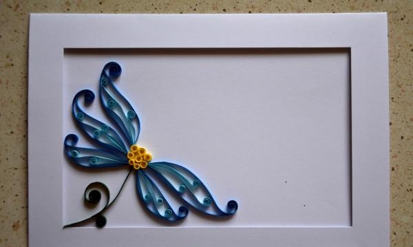 Carte poștală Quilling fluture pe o floare