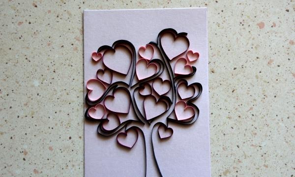 Quilling kartpostal Aşk ağacı