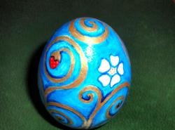 Malowane drewniane jajko „Złote wzory”