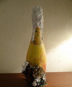 DIY Decoupage Flasche Champagner