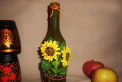 Dekoracyjna butelka „Złote słoneczniki”