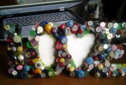 Photo frame made from old buttons