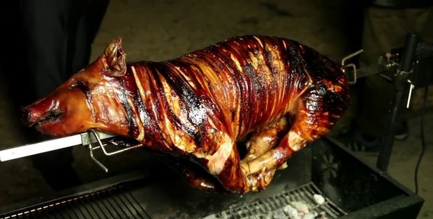 Làm thế nào để nướng cả một con lợn trên nhổ