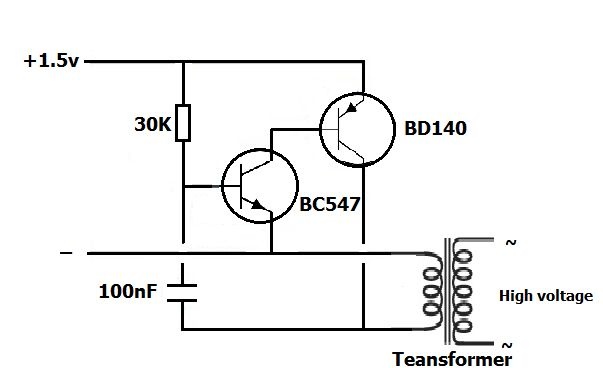 The simplest inverter 1.5 V - 220 V