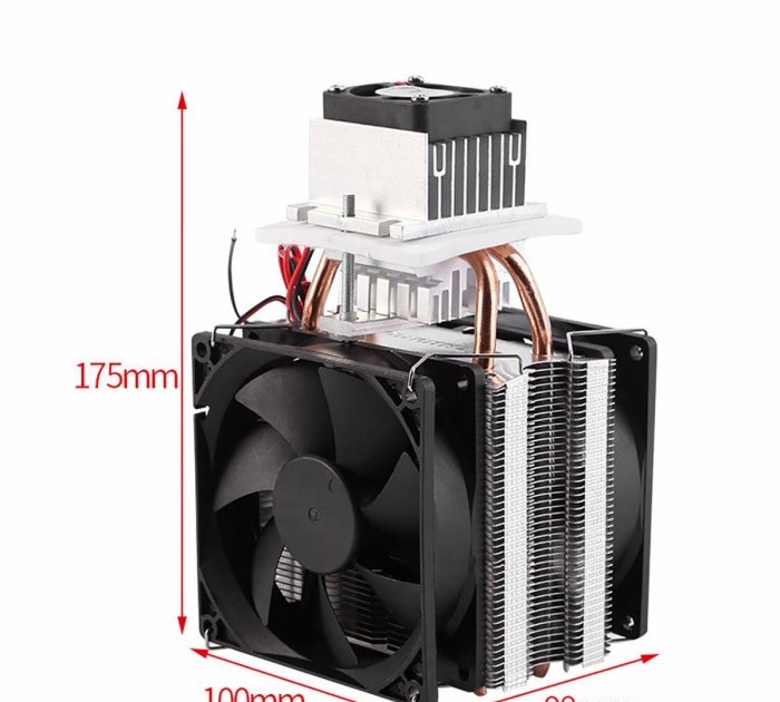 Elemento Peltier com radiadores e ventiladores