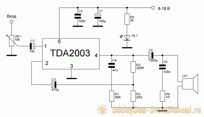 Förstärkare på det populära TDA2003-chipet