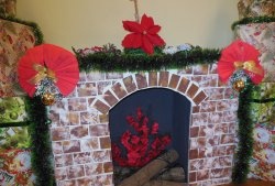 Cardboard decorative raised fireplace