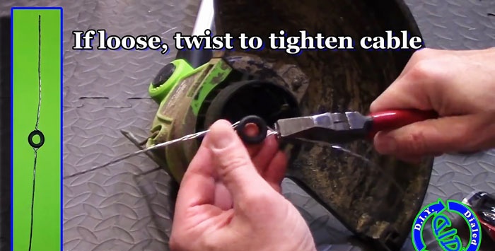 Menggantikan garis memancing trimmer dengan kabel keluli