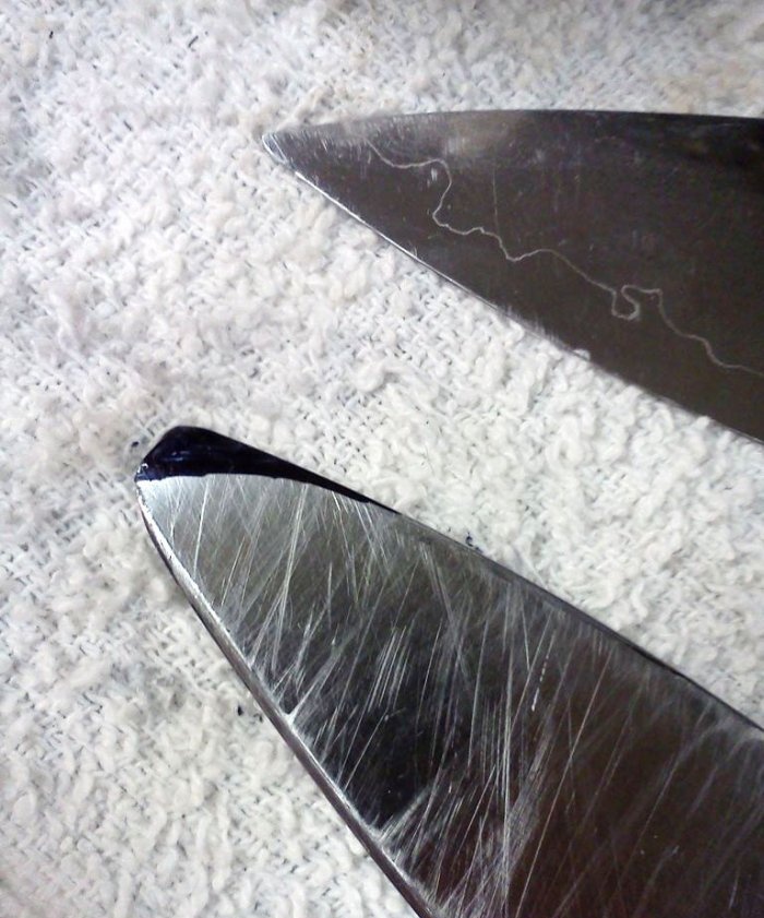 Sådan repareres en køkkenkniv med en ødelagt spids