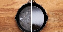 Zdjela od lijevanog željeza: uklanjanje ugljika i njega