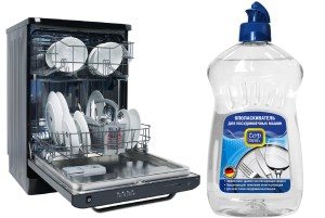 Oplachovací prostředek do myčky nádobí - zakoupený a domácí