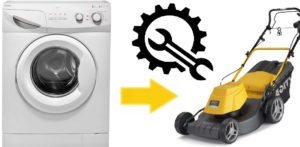 Çamaşır makinesinden elektrik motoru ile ev yapımı çim biçme makinesi