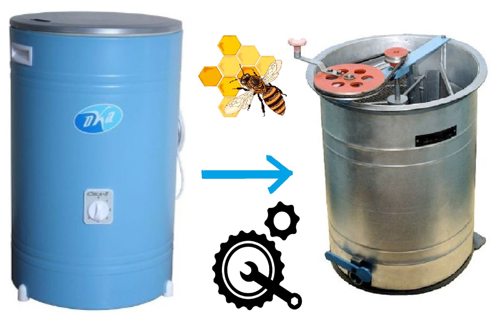 Extractor de miel casero de una lavadora