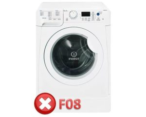 Klaida F 08 „Indesit“ skalbimo mašinoje