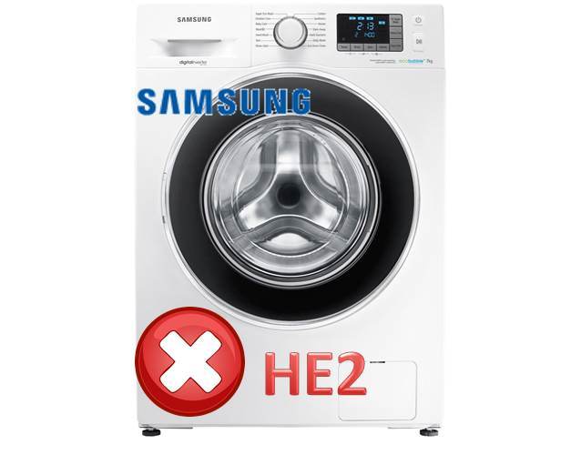 Samsung veļas mašīna rada kļūdu HE2