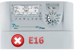 Error E16 in Candy washing machines
