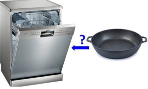 Is it possible to wash a cast-iron pan in a dishwasher