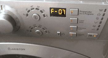 שגיאה F07 במכונת הכביסה אריסטון