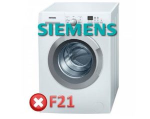 Error F21 sa isang washing machine ng Siemens