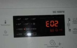 Kļūda E02 veļas mašīnā Electrolux