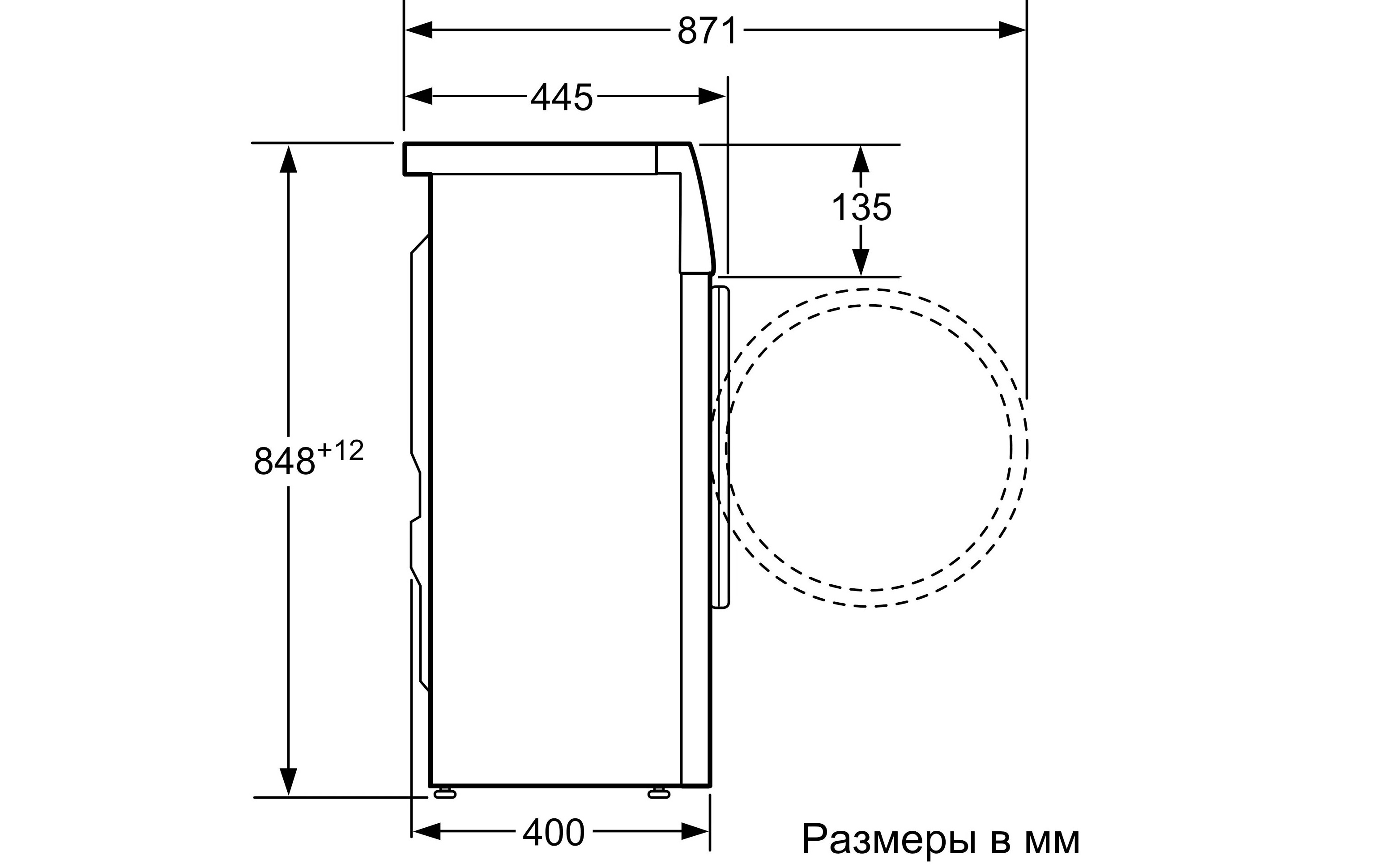 Размери на касата Bosch WLG20265